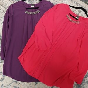 Elegant Women's Blouses with Embellished Neckline